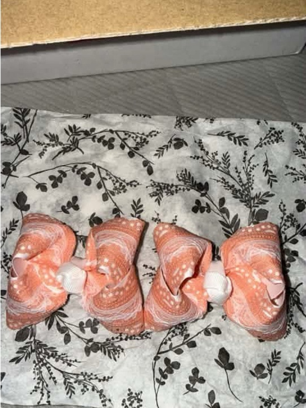 Kids Coral Bow Hair Clips - Cute Patterned Hair Accessories